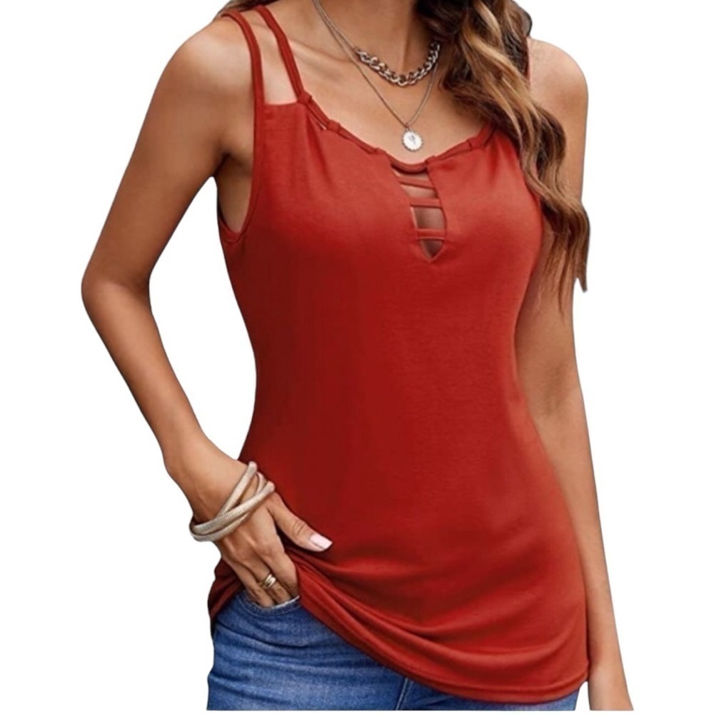 Anloli Woman’s Tank Top Sleeveless Rust Woven Size-S NWT